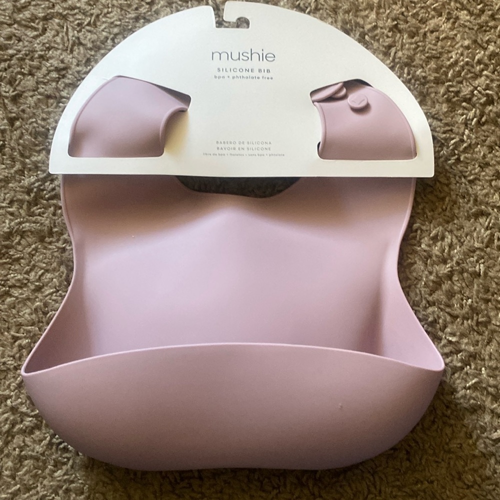 Three Purple silicone, bibs for babies and toddlers